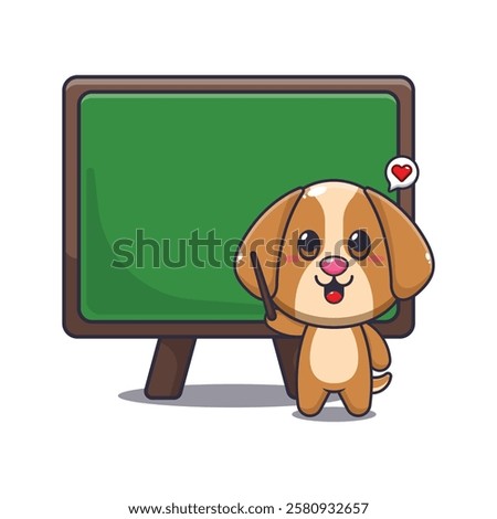 dog mascot cartoon character vector illustration with blackboard.
design element for poster, brochure, web, mascot, sticker, logo and icon.