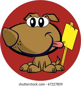 dog mascot illustration with sign - vector eps 8