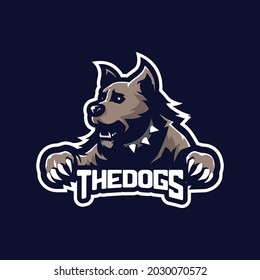 Dog mascot logo design vector with modern illustration concept style for badge, emblem and t shirt printing. Angry dog illustration for sport team.