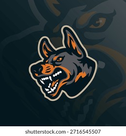 Dog mascot logo design vector. Angry dog head illustration.