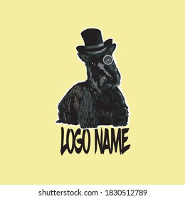 Dog mascot logo hand drawn illustration