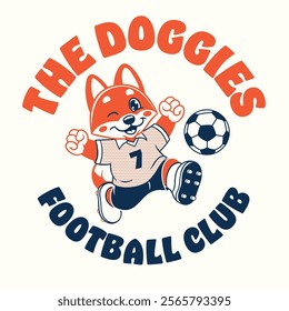 Dog Mascot Soccer club in vintage illustration