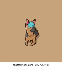 dog with mask on the eye. simple and cute design, combined with cheerful colors. suitable for logo, tshirt, sticker etc