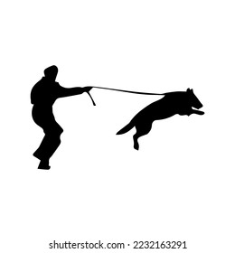 dog and master black and white logo icon 1