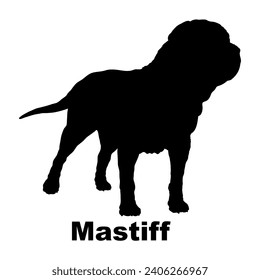 Dog Mastiff silhouette Breeds Bundle Dogs on the move. Dogs in different poses.
The dog jumps, the dog runs. The dog is sitting lying down playing
