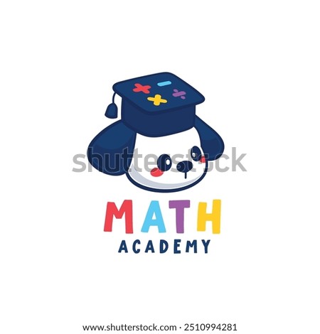 Dog with mathematic symbol academy education and math course logo 