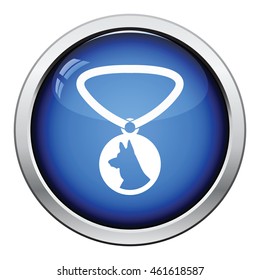 Dog medal icon. Glossy button design. Vector illustration.
