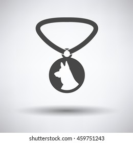 Dog medal icon on gray background with round shadow. Vector illustration.