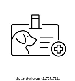 Dog Medical Id Card. Pet Insurance Plan. Pixel Perfect, Editable Stroke Line Icon