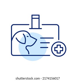 Dog Medical Id Card. Pet Insurance Plan. Pixel Perfect, Editable Stroke Line Art Icon