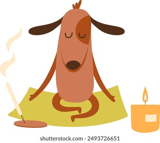 El Perro Está Meditando Ilustración vectorial