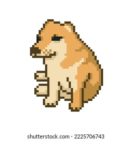 Dog meme icon, animal pixel art