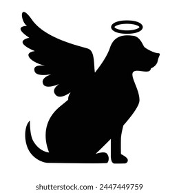 Dog memorial illustration, dog with wings