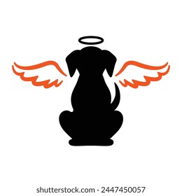 Dog memorial illustration, dog with wings