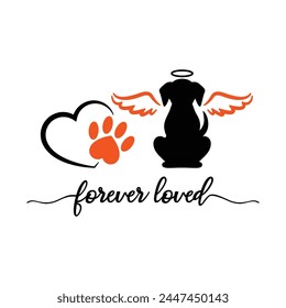 Dog memorial illustration, with wings