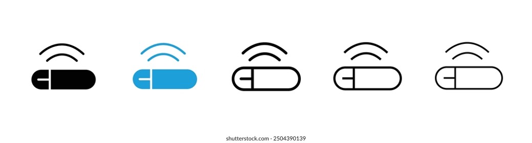 Dog microchip icon in black and blue colors