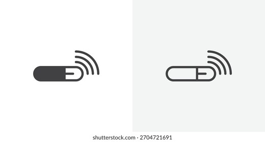 Dog microchip icon. collection of editable stroke line and solid flat styles.