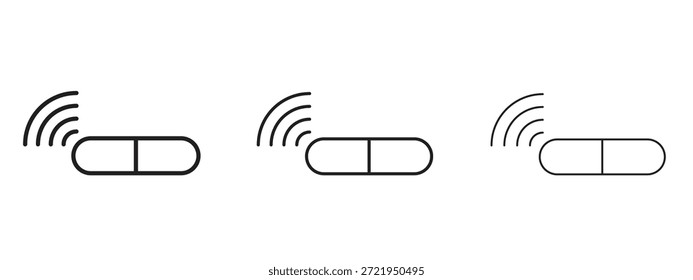 Conjunto de pictogramas preto do logotipo do ícone do microchip do cão.