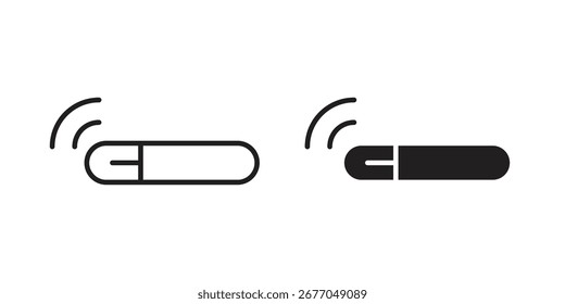 Perro microchip icono conjunto línea de arte y diseño de glifos. Eps10