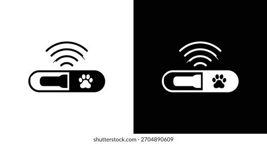 Dog microchip icon silhouette vector in black colors. flat symbol logo design style