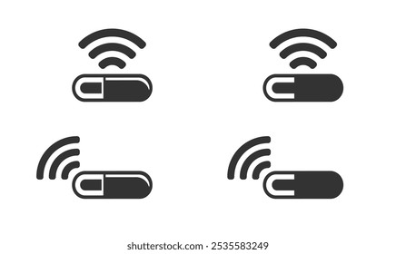 Dog microchip icon symbol. Microchip for dogs, cats and other animals.  Pets microchipping, permanent identification, ID, RFID technology. Vector illustration. Isolated on white background.
