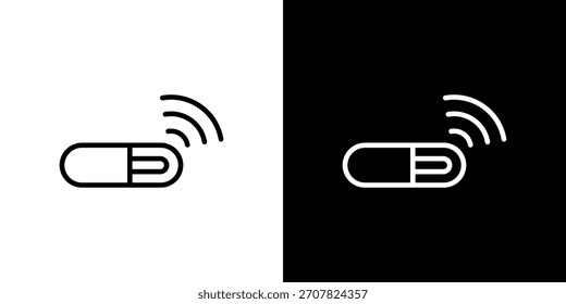 Dog microchip icon symbol in thin line, outline and stroke style for apps