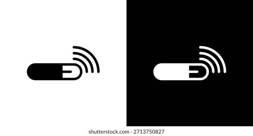 Icono de microchip de perro. Ilustración vectorial. Silueta en color negro