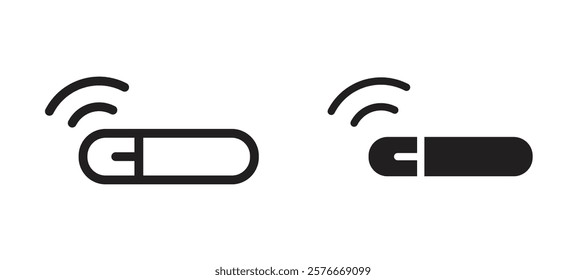 Dog microchip icons in outline and stroke versions