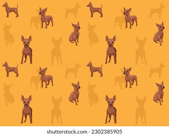 Dog Miniature Pinscher Tan Beige Coat Cute Cartoon Seamless Wallpaper Background
