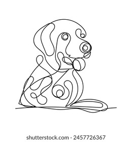 dog  minimal design hand drawn one line style drawing, one line art continuous drawing, dog single line art 