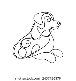 dog  minimal design hand drawn one line style drawing, one line art continuous drawing, dog single line art 