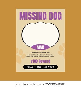 dog missing poster design template