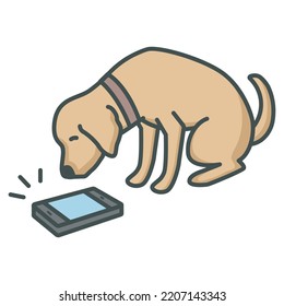 Dog and Mobile phone vector icon