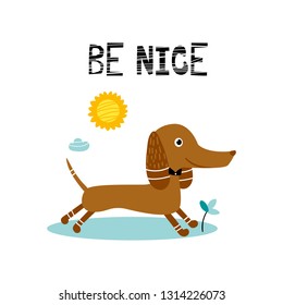 Dog. Modern hand drawn  vector character. Be nice lettering. Good for print.