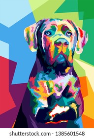 Dog In Modern Pop Art With Colorful