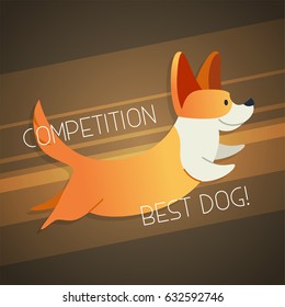 Dog - modern vector phrase flat illustration. Cartoon animal character. Gift image of dog jumping with words competition, best dog.