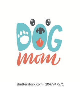 Dog mom fun sticker. Vector hand drawn illustration 