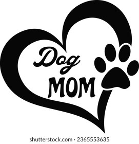 Dog MOM Heart Paw Digital EPs Vector graphics File