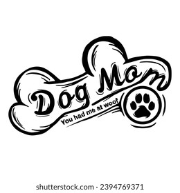 dog mom lettering design vektor simple