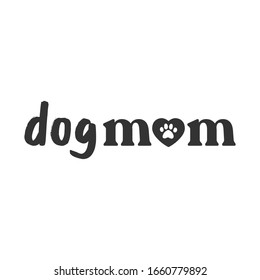 Dog mom lettering text, mascot love design.