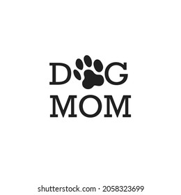 Dog mom logo with paw. Dogs theme design for dog lovers. Vector illustration.