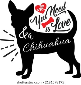 Dog mom quotes. All you need is love and a Chihuahua. dog and pet lover.