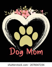 Diseño de camisetas de mamá perro flor de mamá diseño de camisetas vectorial amor