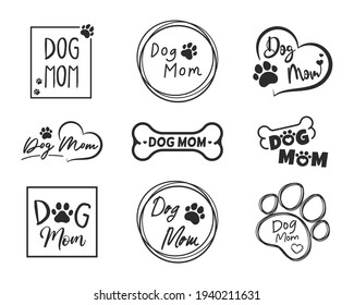 Dog mom text design from dog footprints and hearts For the shirt pattern as a gift to mom