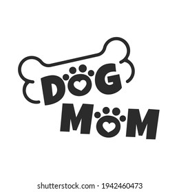 Dog mom text design from dog footprints and hearts For the shirt pattern as a gift to mom