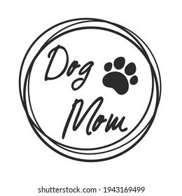 Dog mom text design from dog footprints and hearts For the shirt pattern as a gift to mom