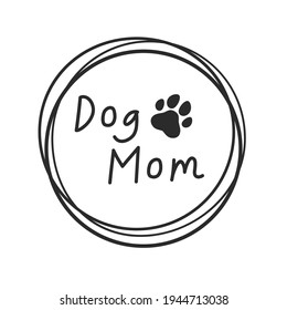 Dog mom text design from dog footprints and hearts For the shirt pattern as a gift to mom