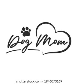 Dog mom text design from dog footprints and hearts For the shirt pattern as a gift to mom