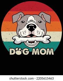 Dog Mom typography vector t-shirt design.