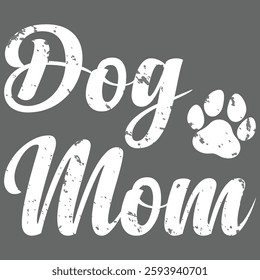 Dog Mom - Vintage Worn Design - Funny Dog Paw - Classic T-Shirt